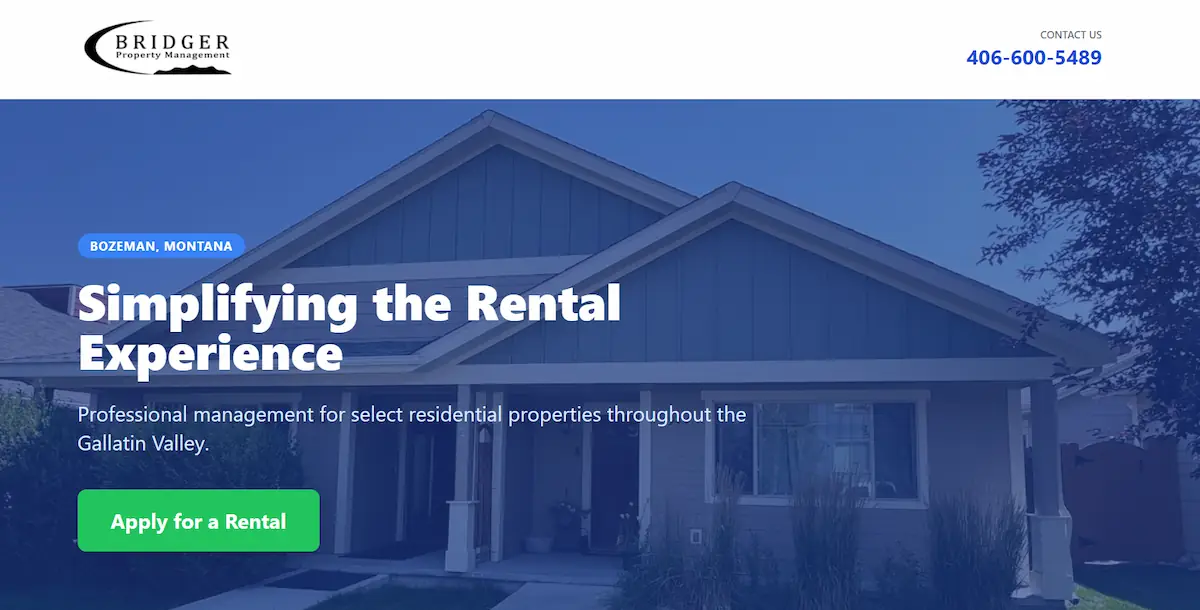 Bridger Property Management website — Simplifying the Rental Experience