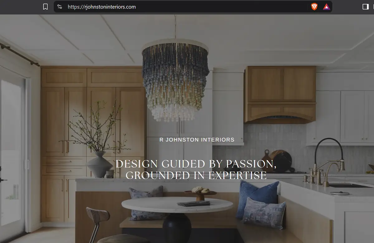 R Johnston Interiors website — design guided by passion, grounded in expertise