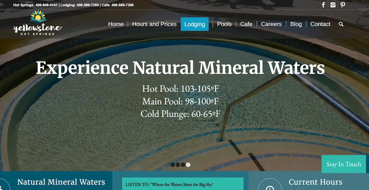 Yellowstone Hot Springs website — experience natural mineral waters